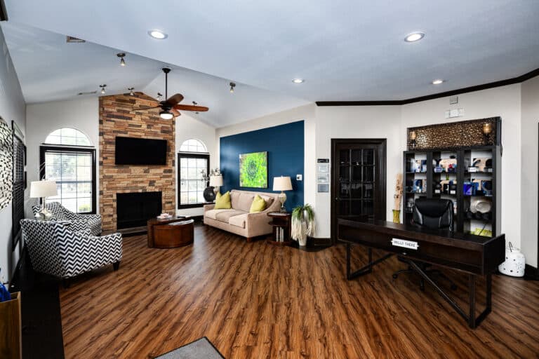 The Reserve at Harper's Point apartments leasing office.