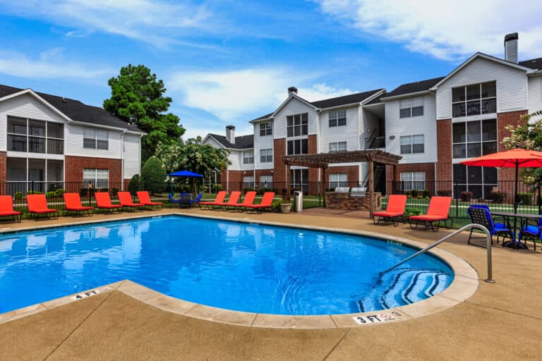 The Reserve at Harper's Point apartments pool daytime.